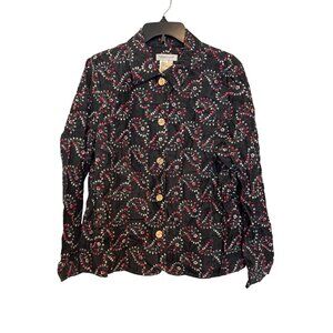 Vintage Coldwater Creek Embroidered Paisley Womens Jacket Size L Black Multicolo